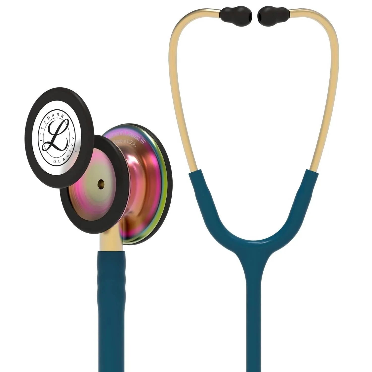 3M™ Littmann® Classic III™ Stethoscope – Caribbean blue tube & Rainbow finish chest piece 5807