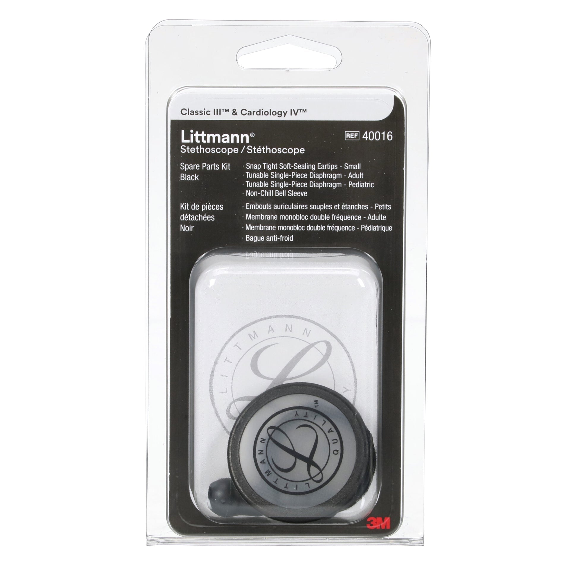 3M™ Littmann® Classic III/Cardiology IV/CORE Digital Stethoscopes Spare Parts Kit – Black