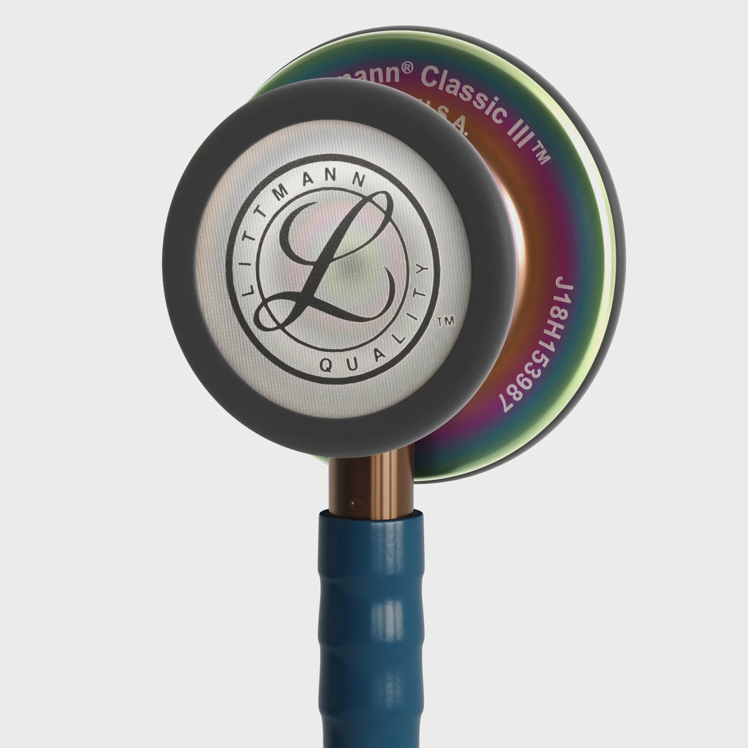 3M™ Littmann® Classic III™ Stethoscope – Caribbean blue tube & Rainbow finish chest piece 5807